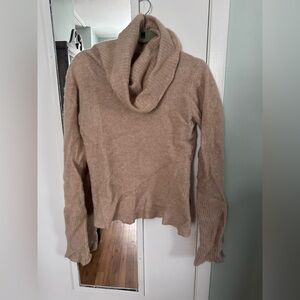 Aqua Cowl Neck Sweater in Tan